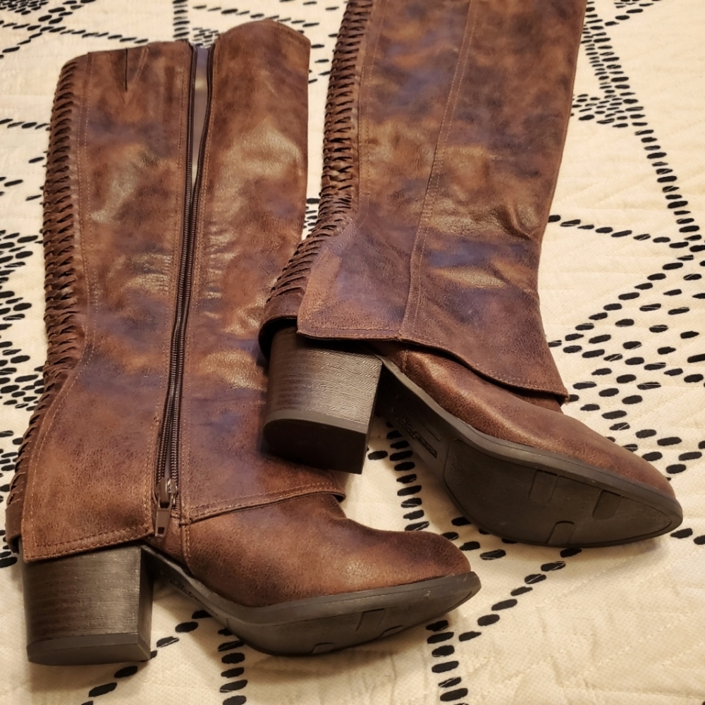 Fergalicious knee-high boot in brown.